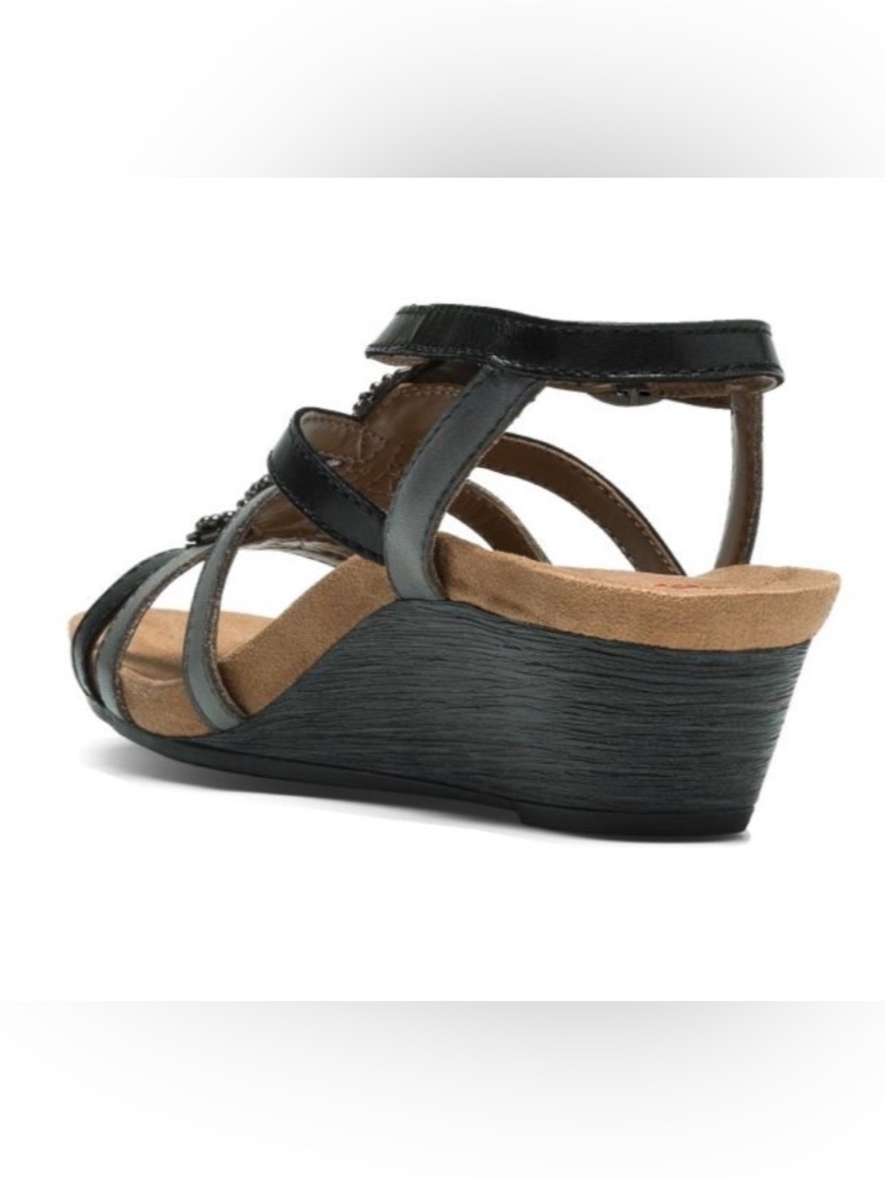 Cobb Hill NWOT “Hannah” Multi-Tonal Black/Gray Strappy Beaded Medallion Sandal 8 - Picture 3 of 10